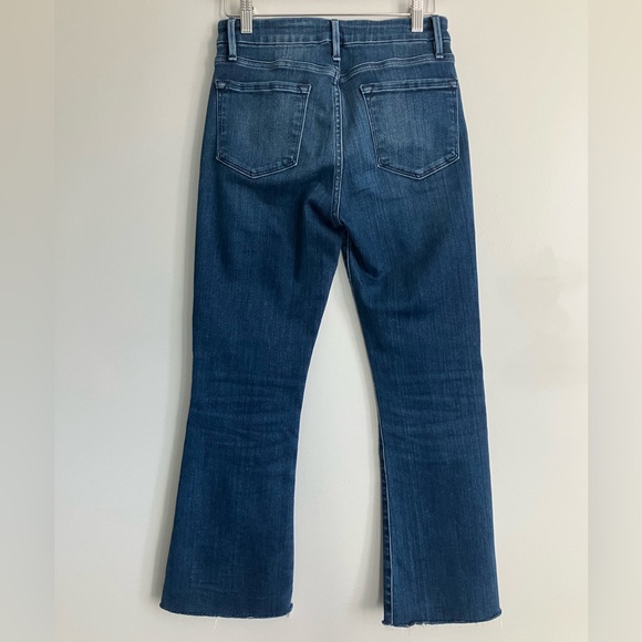 FRAME Le Crop Mini Boot Raw Hem Mid-High Rise Dark Wash Jeans Size 27 - Picture 5 of 12